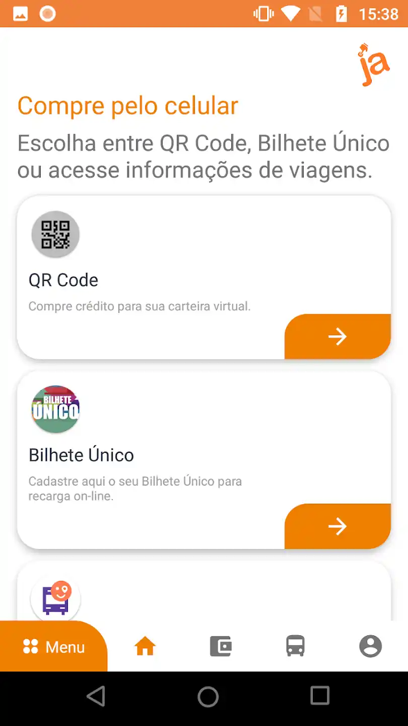 Tela de recarga do App Já Jundiaí com opções de pagamento